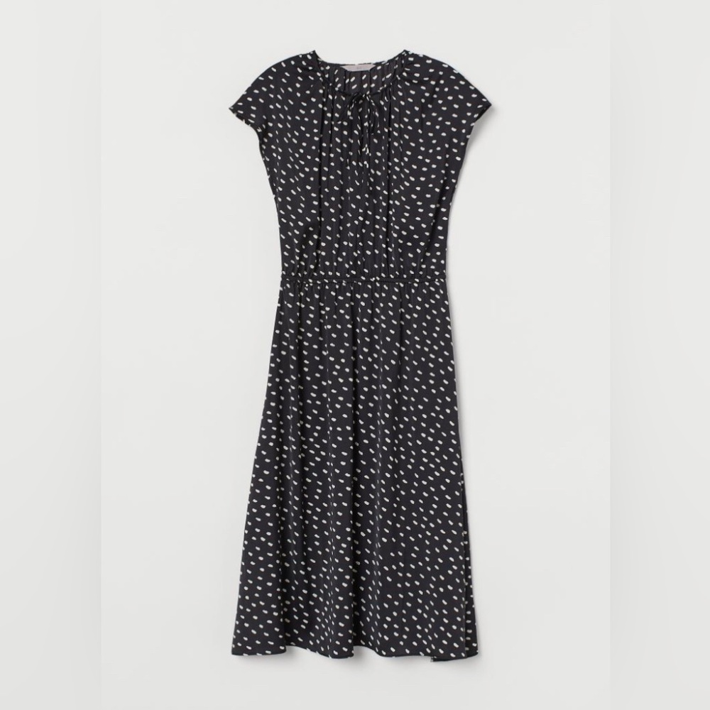 Satin polka dot midi dress